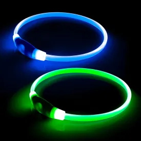 2-Pack Rechargeable LED Dog Collar Set - Illuminate Night Walks with Universal Safety Light for Small, Medium, and Large Dogs (Green&Blue)