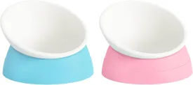 2Pcs Cat Bowls Elevated Cat Food Bowl Adjustable Cat Dish Anti-Slip and Anti-Noise Raised Cat Bowl Protecting Pets Spine Thickened Plastic Bowl Suitable for Indoor Cats, 17 Oz