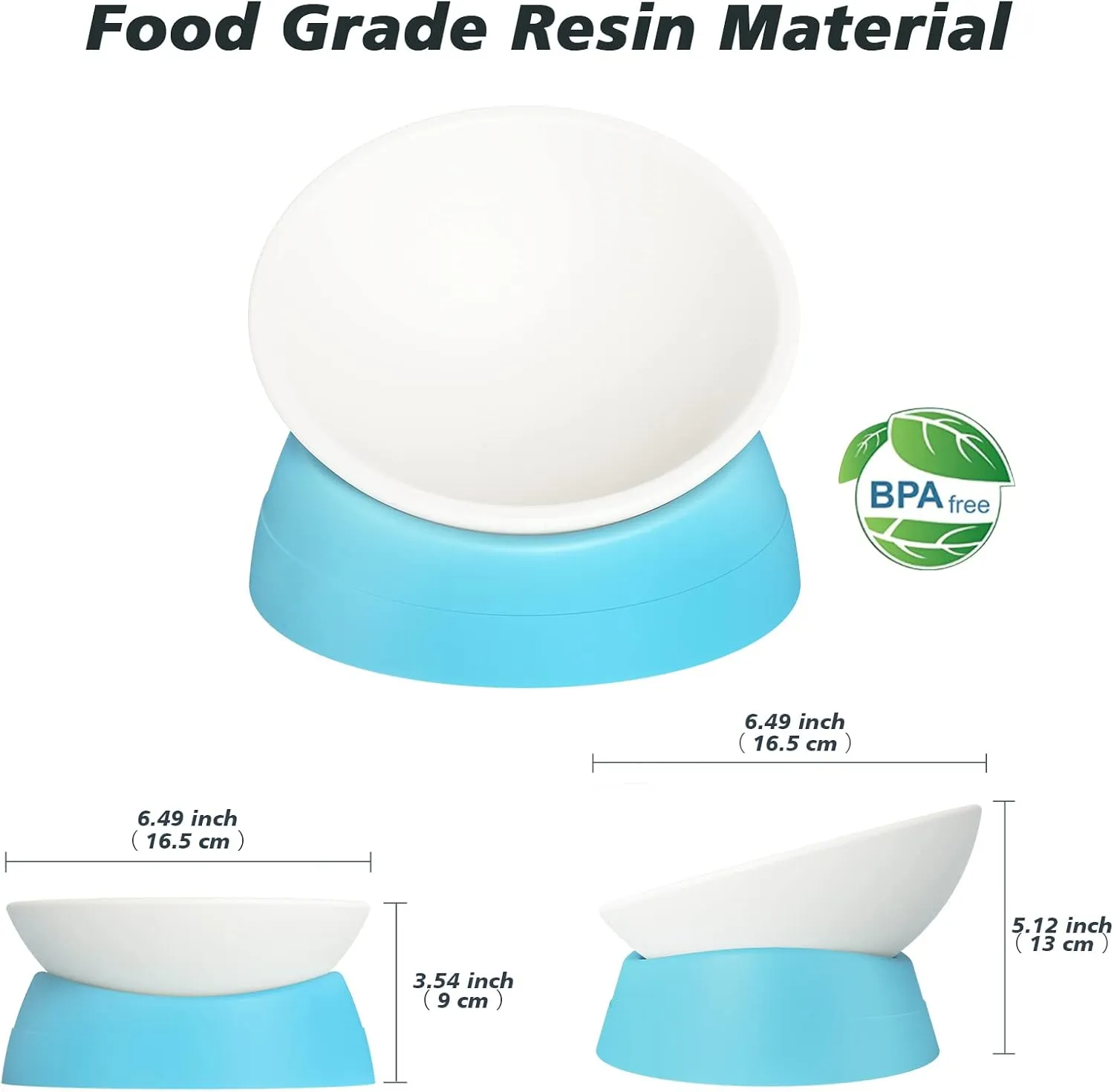 2Pcs Cat Bowls Elevated Cat Food Bowl Adjustable Cat Dish Anti-Slip and Anti-Noise Raised Cat Bowl Protecting Pets Spine Thickened Plastic Bowl Suitable for Indoor Cats, 17 Oz