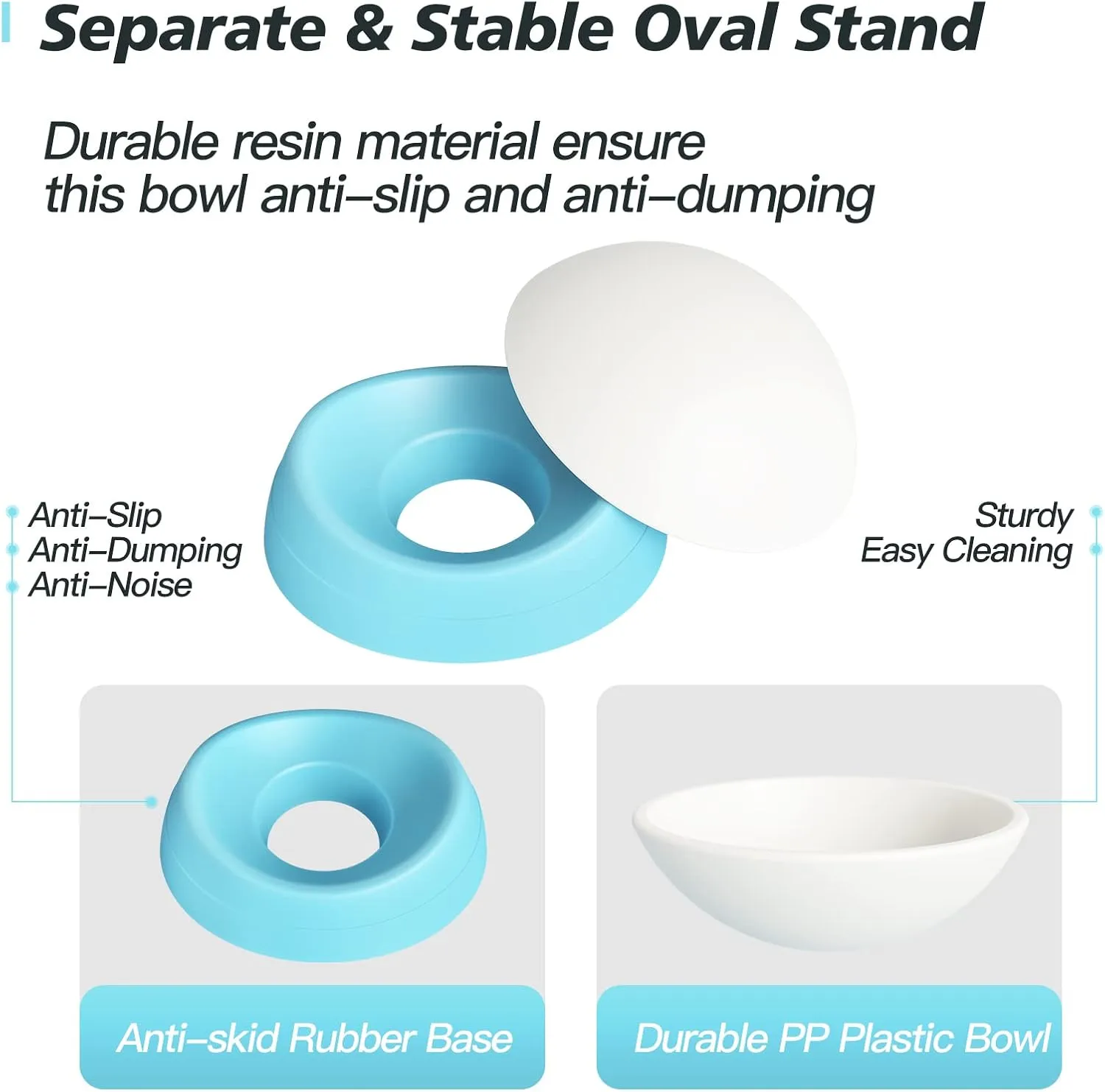2Pcs Cat Bowls Elevated Cat Food Bowl Adjustable Cat Dish Anti-Slip and Anti-Noise Raised Cat Bowl Protecting Pets Spine Thickened Plastic Bowl Suitable for Indoor Cats, 17 Oz
