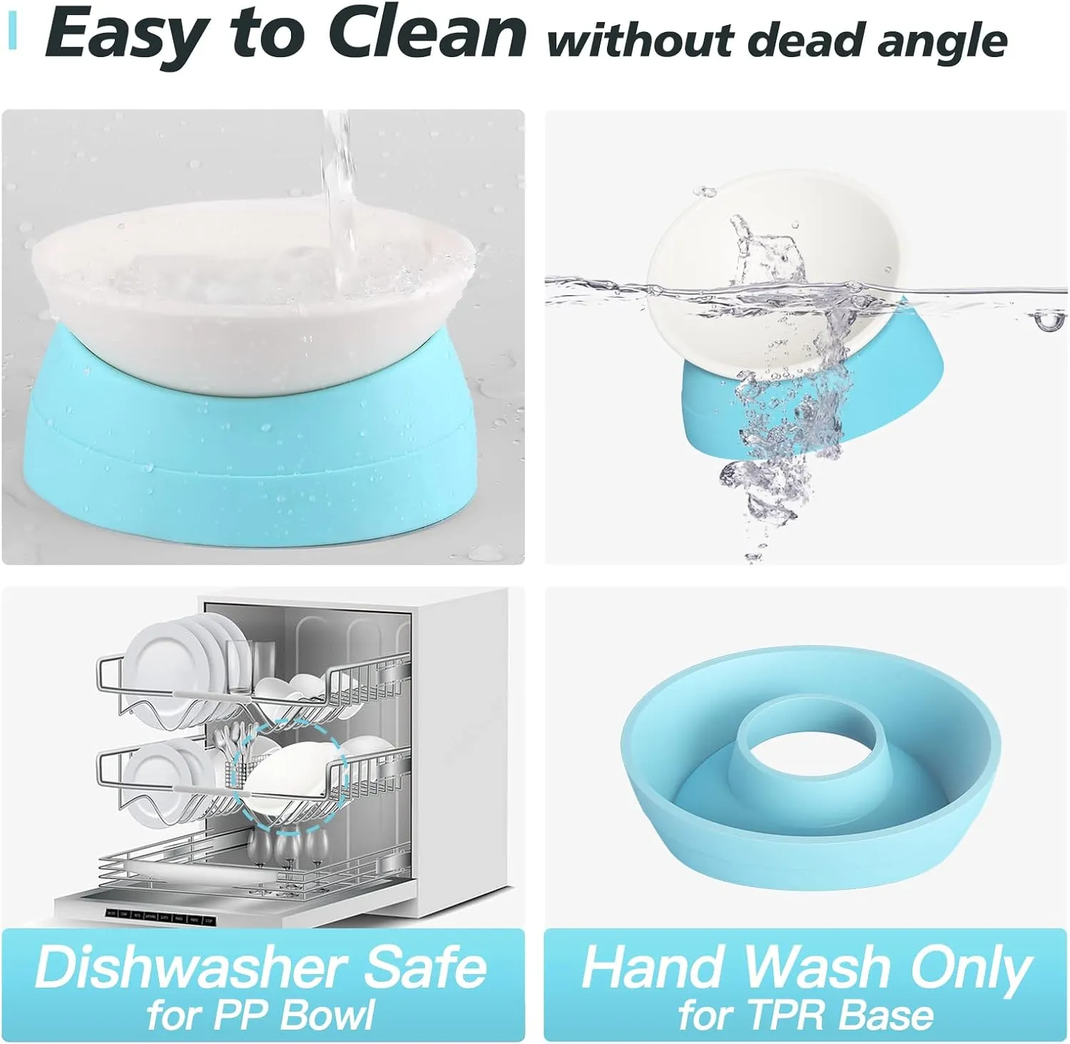 2Pcs Cat Bowls Elevated Cat Food Bowl Adjustable Cat Dish Anti-Slip and Anti-Noise Raised Cat Bowl Protecting Pets Spine Thickened Plastic Bowl Suitable for Indoor Cats, 17 Oz