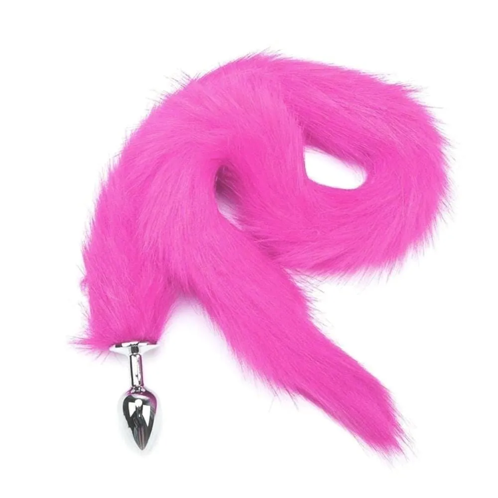 31" Tail Multi Color Fox Stainless steel Butt Plug