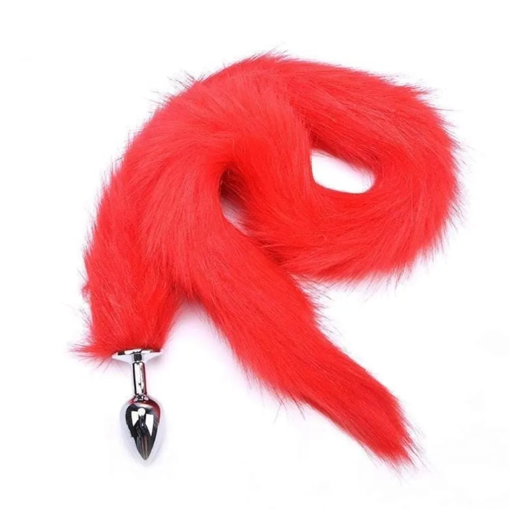 31" Tail Multi Color Fox Stainless steel Butt Plug