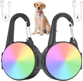 4 Modes Dog Lights for Night Walking, IP68 Waterproof Dog Collar Light for Nighttime Clip on, High-Capacity Rechargeable Dog Light with 2 USB C Cables, 2 Pack