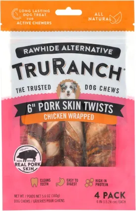 6" Pork Skin Twists - Collagen Chews for Dogs - Chicken Wrapped Jerky - Made with Real Pork Skin - Rawhide Alternative - Limited Ingredient - Easy to Digest Treat, 1 Bag, 9 Count
