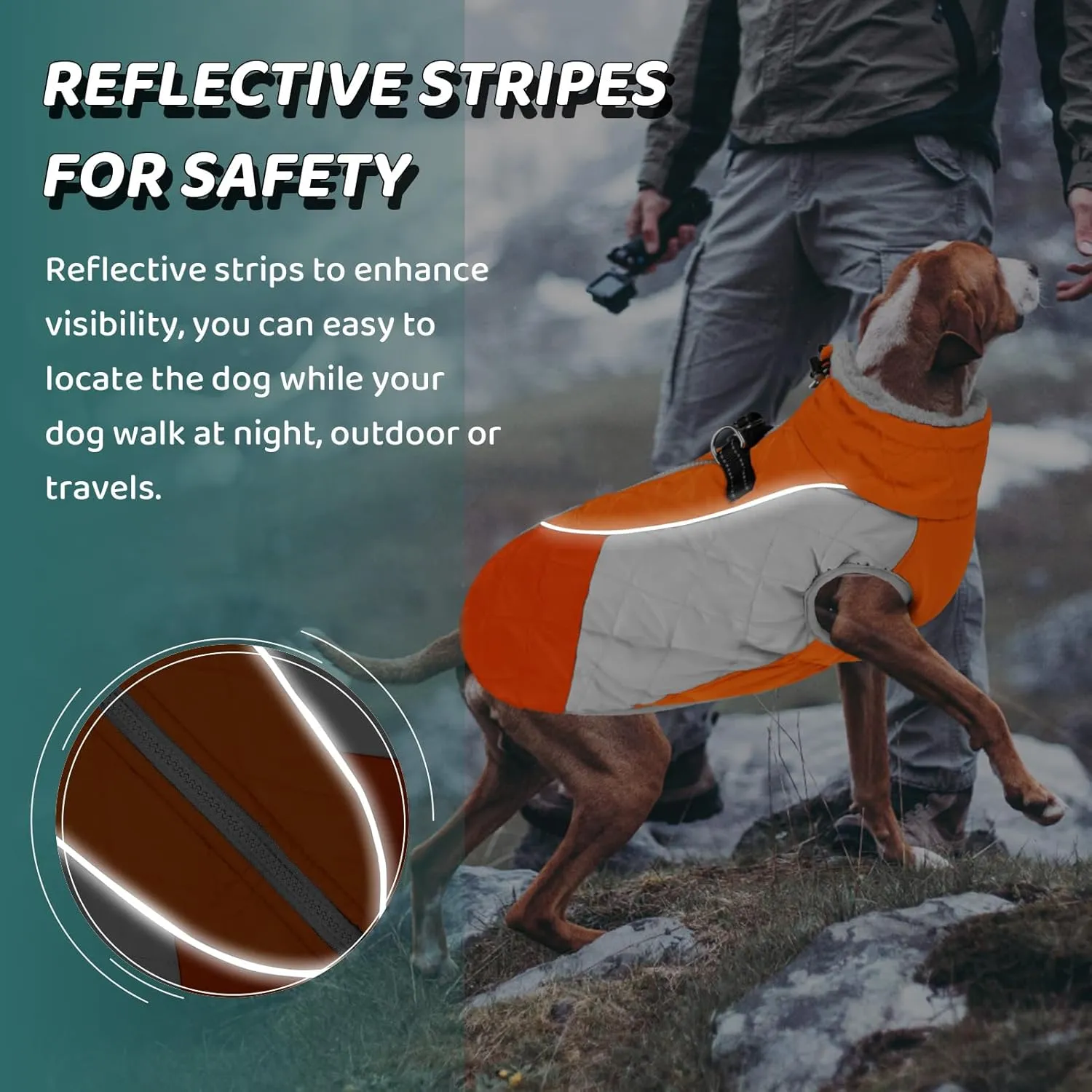 AOFITEE Dog Coat, Dog Winter Coat, Reflective Small Dogs Jacket with Harness Built in and Fleece Lined, Waterproof Pet Winter Jacket Warm Snowsuit for Small Medium Large Dogs, Orange S