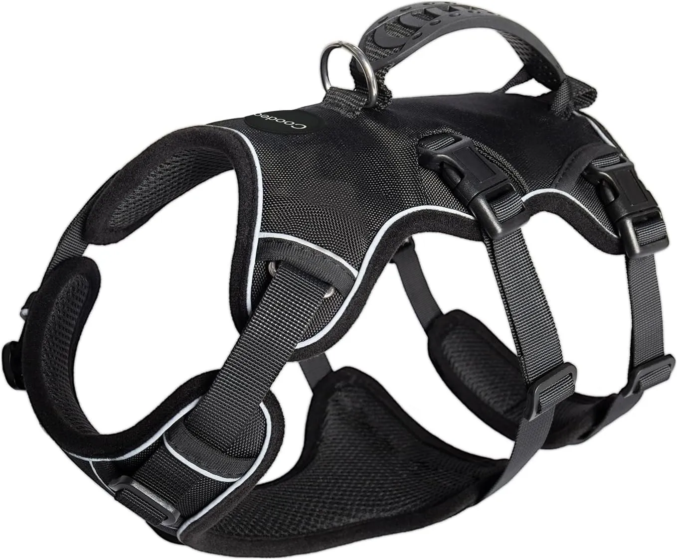 COODEO Multi-Use Support Dog Lift Harness with Handle - 5 Point Adjustable, Escape Proof, Anti Pull Dog Harness (Black, L)