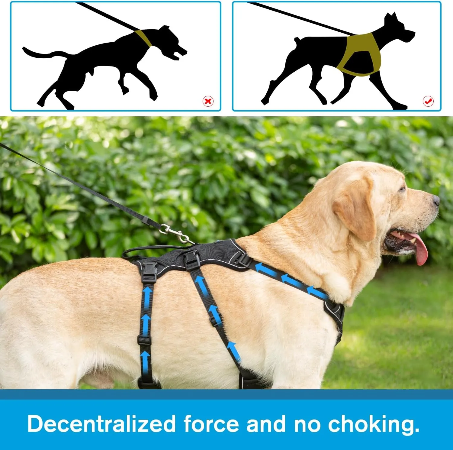 COODEO Multi-Use Support Dog Lift Harness with Handle - 5 Point Adjustable, Escape Proof, Anti Pull Dog Harness (Black, L)