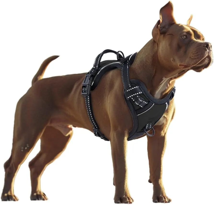 Dog Harness, Adjustable Soft Padded Dog Vest with Handle Adjustable, no-Pull, Comfortable, Safety Vest for Small, Medium, Large Size Dogs (Black, Medium)