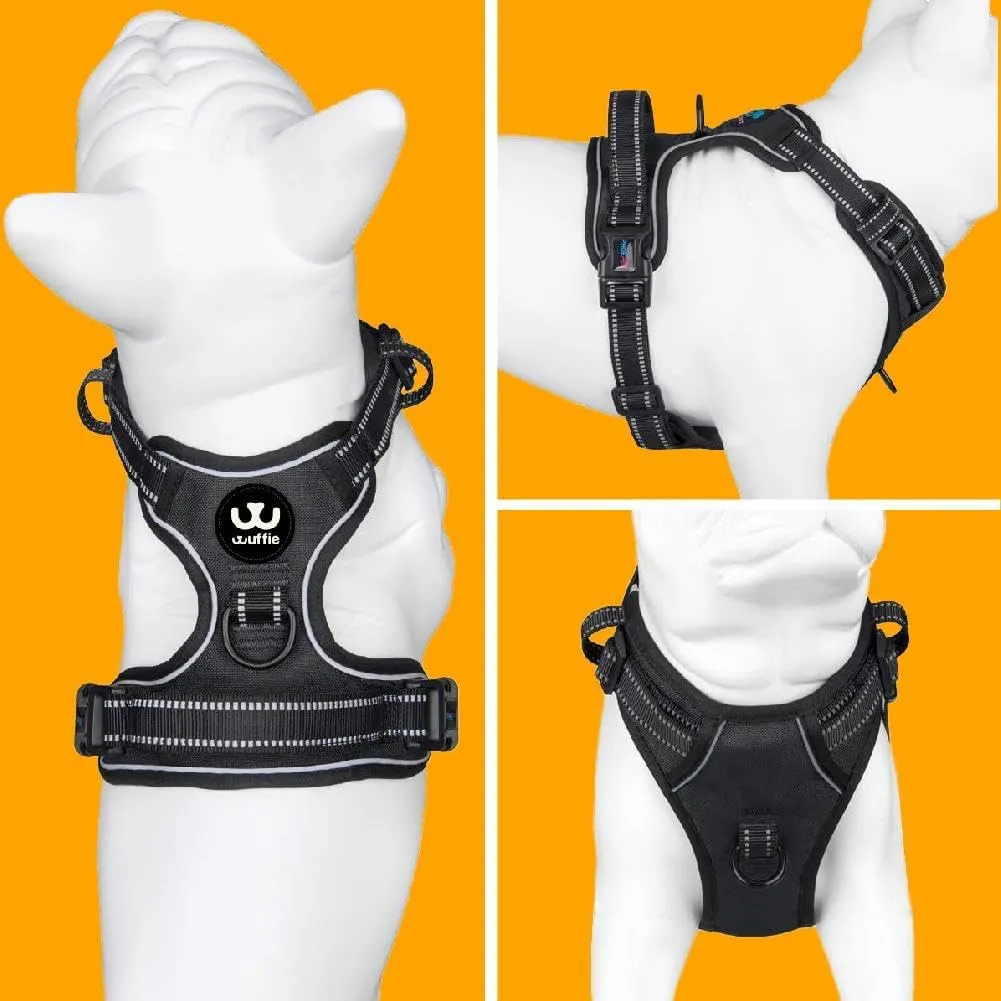 Dog Harness, Adjustable Soft Padded Dog Vest with Handle Adjustable, no-Pull, Comfortable, Safety Vest for Small, Medium, Large Size Dogs (Black, Medium)