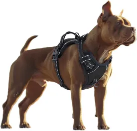 Dog Harness, Adjustable Soft Padded Dog Vest with Handle Adjustable, no-Pull, Comfortable, Safety Vest for Small, Medium, Large Size Dogs (Black, Medium)