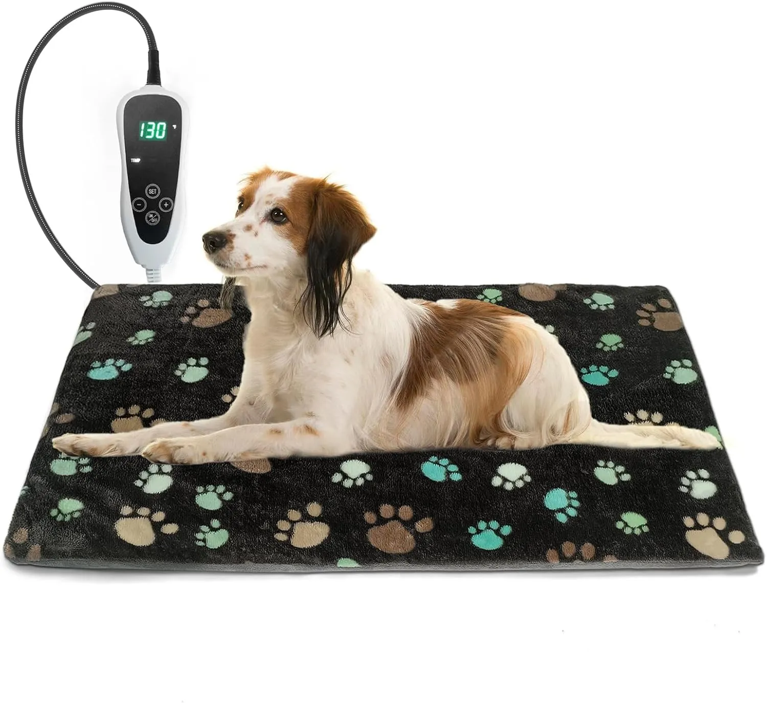 Dog Heating Pad, 2818 in Heated Dog BedWaterproof Outer Skin and Smart Thermostat Switch, Adjustable Heated Cat Bed, Adding Wire Rope Wires Cat Warming Pad with Plush Fabric Cover