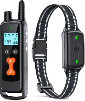 Dog Shock Collar with Remote Control, Dog Training Collar, Electric Shock Collar with 4 Training Modes, IP68 Waterproof Rechargeable e Collar for Large Medium Dogs with Beep Shock and Security Lock