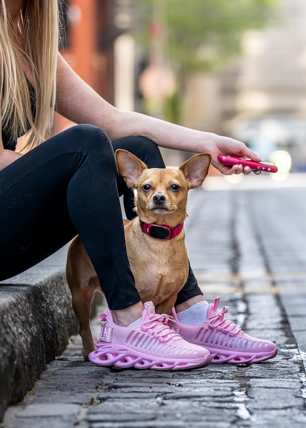 Dog Training Collar,Non-Shock Luxury Bark Collar-Adjustable Fit, No Shock for Small,Medium,Large Dogs, Advanced Technology with Remote, Automatic Bark Collar, Rechargeable, Anti-Barking,Red