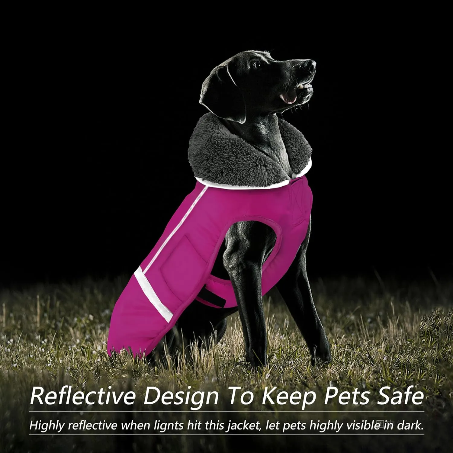 Dogcheer Warm Dog Coat, Christmas Dog Jacket Waterproof Dog Winter Coat with Buckles, Reflective Adjustable Pet Snow Jacket Clothes Turtleneck Fleece Vest for Small Medium Large Dogs - Pink L