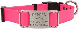 dogIDs Personalized Quick Release Waterprooft ScruffTag Dog Collar - Built-in Custom Laser Engraved Nameplate, Odor Resistant - Magenta, 1 in x 16-23 in (Fits Neck Sizes: 16-23 in)