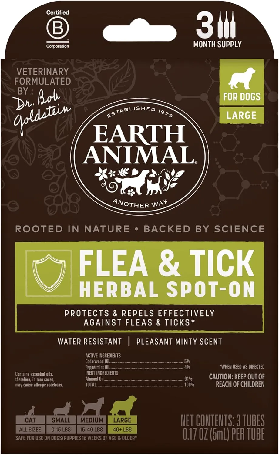 Earth Animal Apothecary - Flea & Tick - Herbal Flea & Tick Spot Treatment - Large Dogs