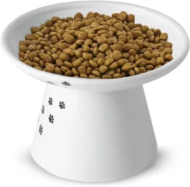 Elevated Ceramic Cat Bowl  6.2 Inch Extra Wide Raised Whisker Friendly Bowls  Feeding Dish for Whisker Fatigue  Shallow Bowl for Indoor Cat Food and Water