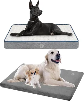 EMPSIGN Reversible Cool and Warm Dog Bed for 48" Crate, Pet Beds with Washable and Removable Cover, Dog Crate Bed Sleeping Mats, Grey