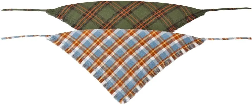 Fall Dog Bandana Autumn Thanksgiving Plaid Reversible Triangle Bibs Scarf Accessories for Dogs Pets