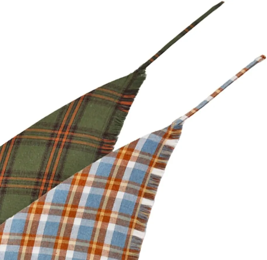 Fall Dog Bandana Autumn Thanksgiving Plaid Reversible Triangle Bibs Scarf Accessories for Dogs Pets