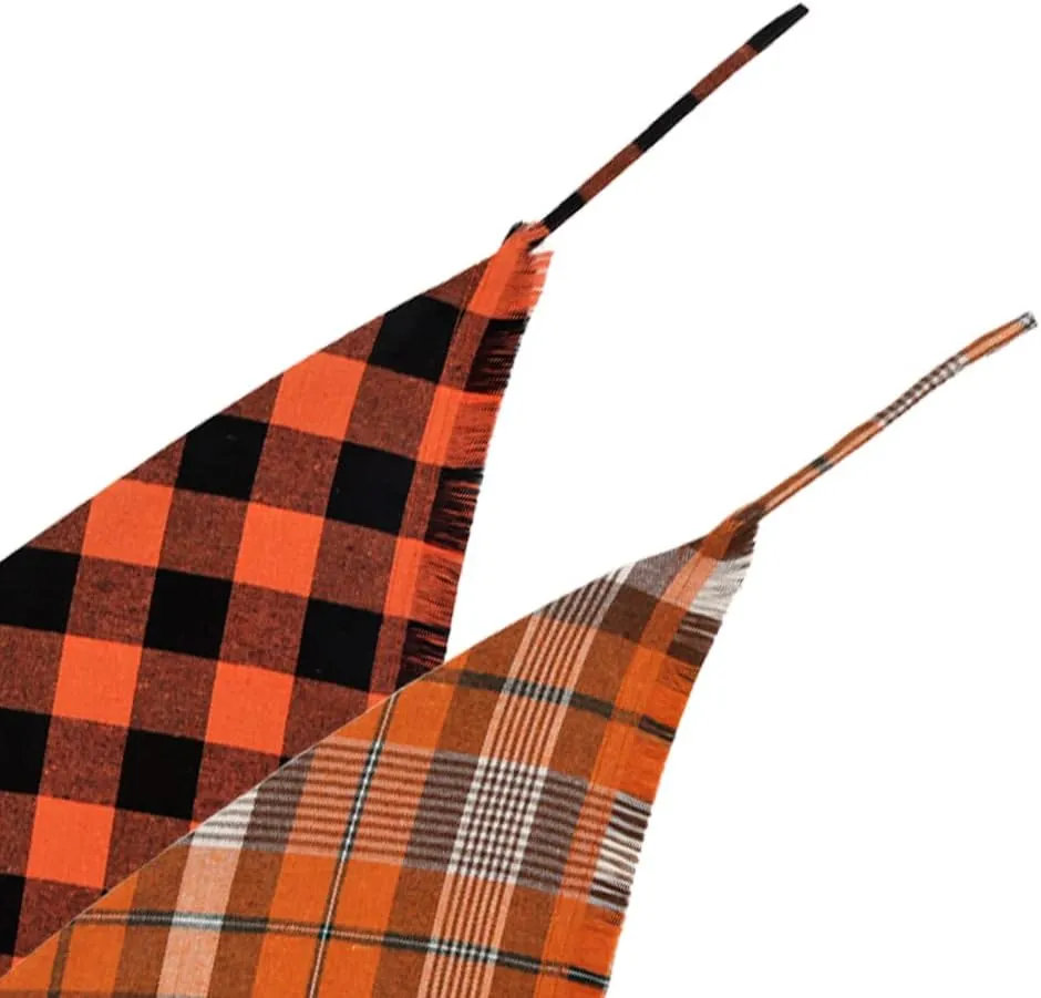Fall Dog Bandana Autumn Thanksgiving Plaid Reversible Triangle Bibs Scarf Accessories for Dogs Pets