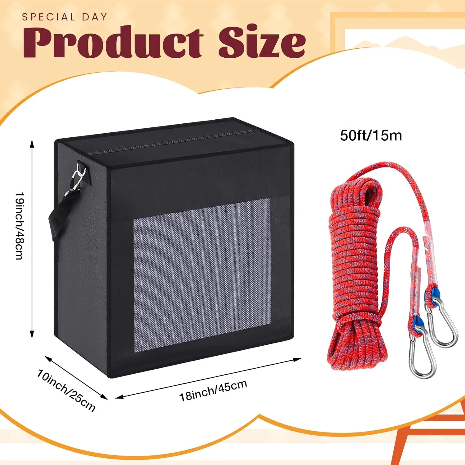 Fire Evacuation Device Set Pets up to 55 Pounds Fire Emergency Evacuation Bag 50 ft Rope Escape Bag Safe Equipment Compact Survival Kit Rescue for Animals Home Work(19 x 18 x 10 Inches)