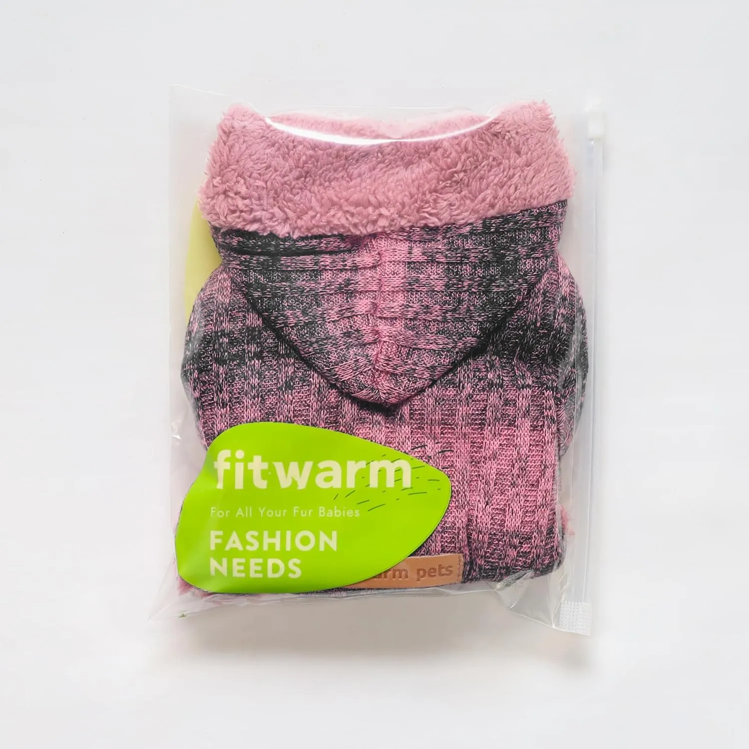 Fitwarm Fuzzy Dog Sweater, Knitted Winter Dog Clothes for Small Dogs Girl, Pet Warm Hooded Outfit, Heather Pink, Black, Medium