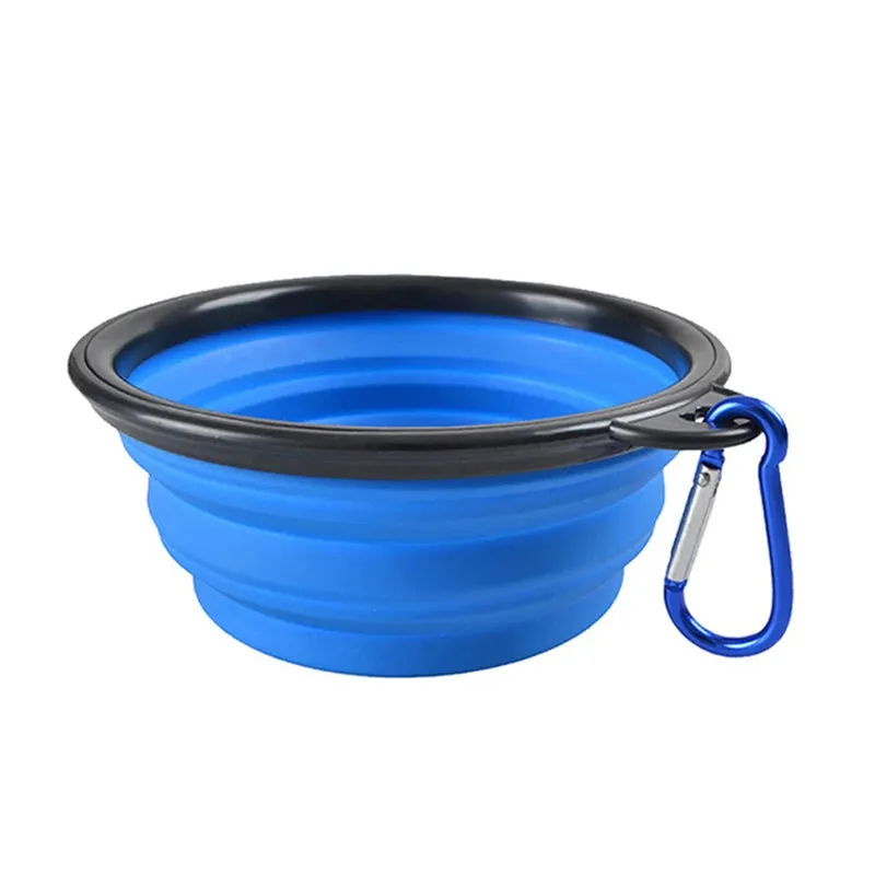 Folding Silicone Pet Feeder - 2 in 1 Travel Bowl with Carabiner for Food and Water