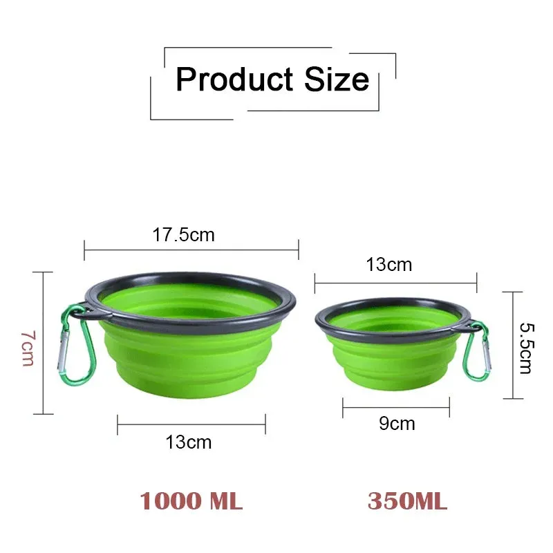Folding Silicone Pet Feeder - 2 in 1 Travel Bowl with Carabiner for Food and Water