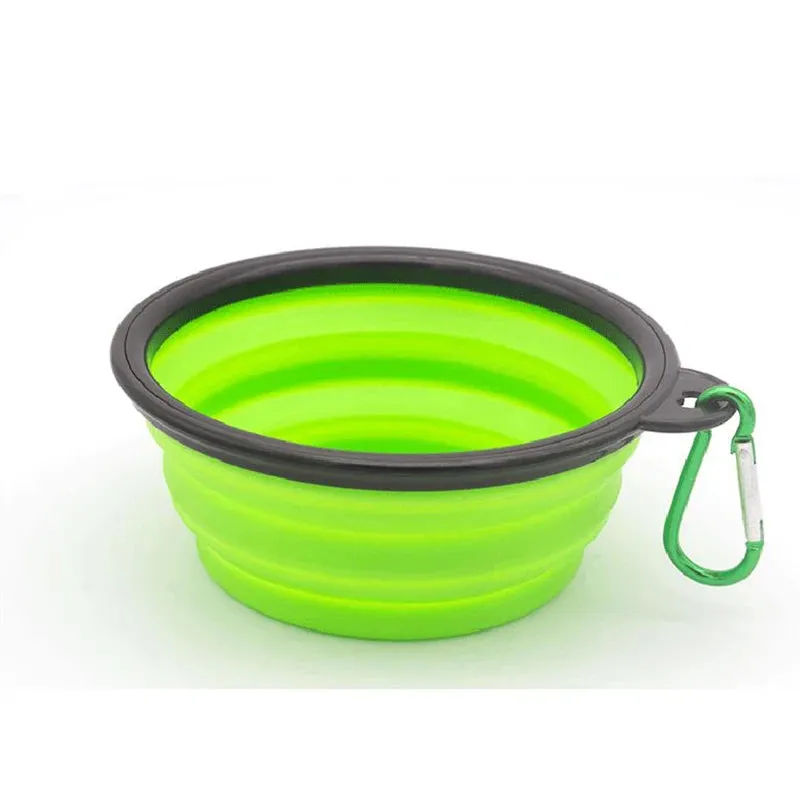 Folding Silicone Pet Feeder - 2 in 1 Travel Bowl with Carabiner for Food and Water