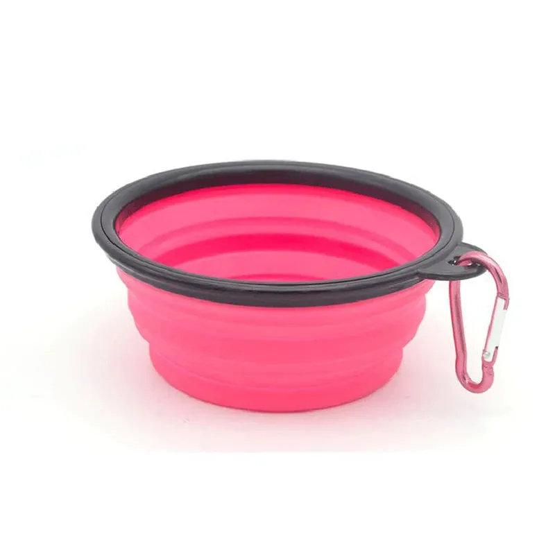 Folding Silicone Pet Feeder - 2 in 1 Travel Bowl with Carabiner for Food and Water