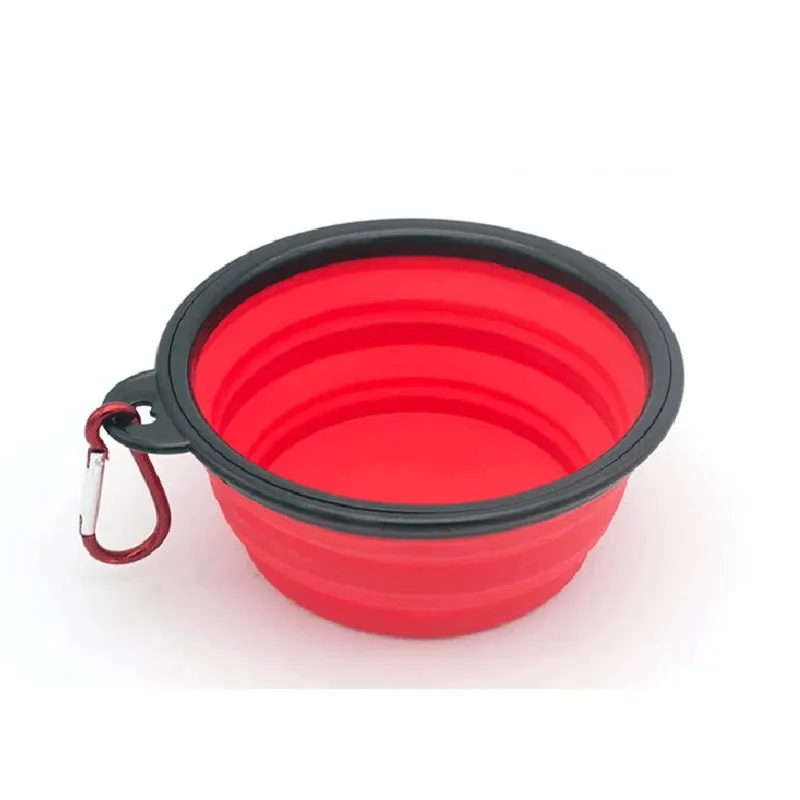 Folding Silicone Pet Feeder - 2 in 1 Travel Bowl with Carabiner for Food and Water