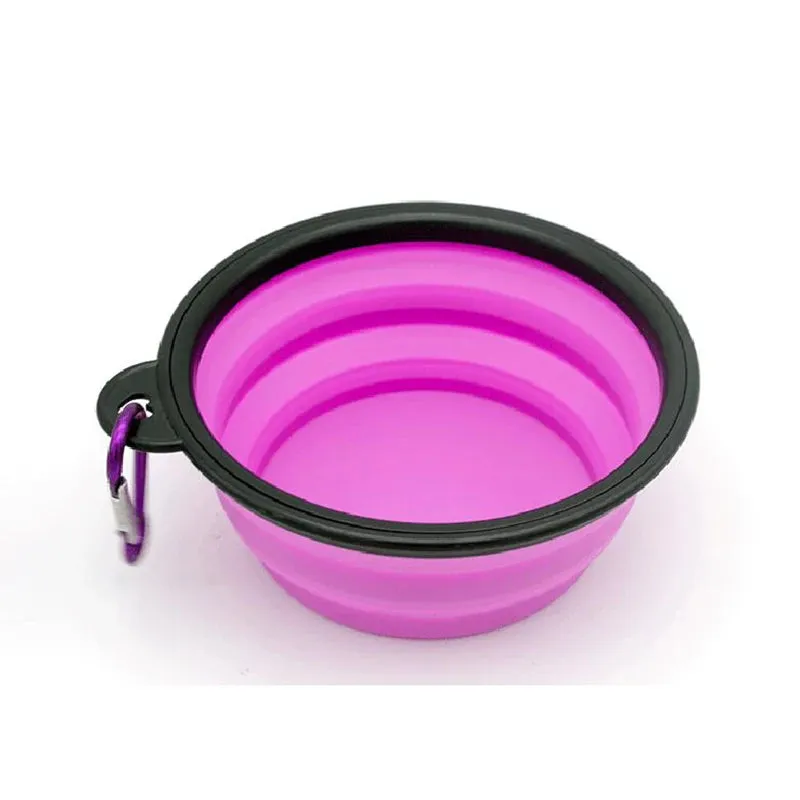 Folding Silicone Pet Feeder - 2 in 1 Travel Bowl with Carabiner for Food and Water