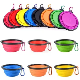 Folding Silicone Pet Feeder - 2 in 1 Travel Bowl with Carabiner for Food and Water