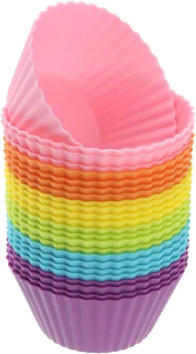 Freshware Reusable Silicone Cupcake Liners - Pack of 24, 2.8 Inch Round, Non-stick for Parties & Holidays