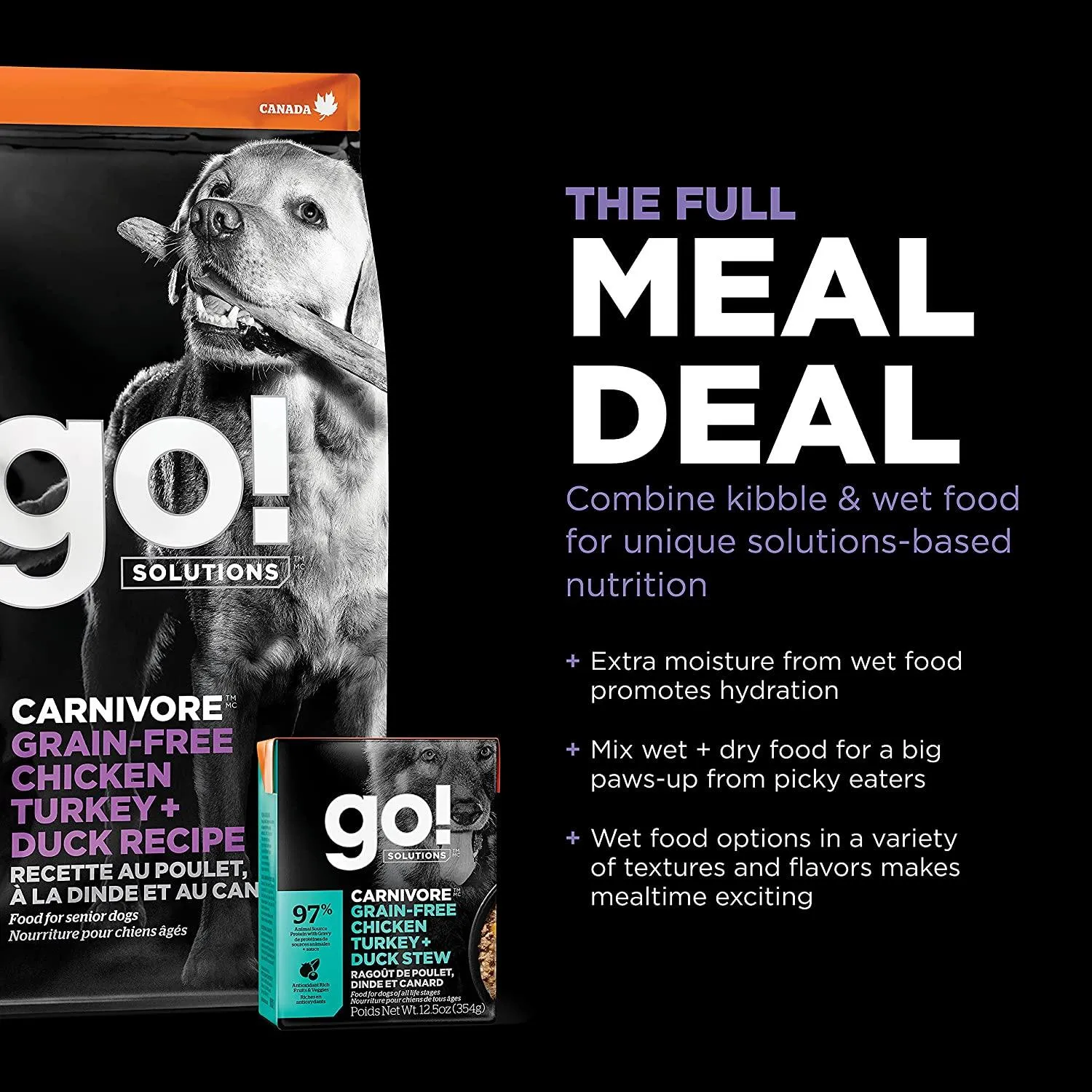Go! Carnivore Grain-Free Chicken, Turkey   Duck Adult Senior Recipe for dogs