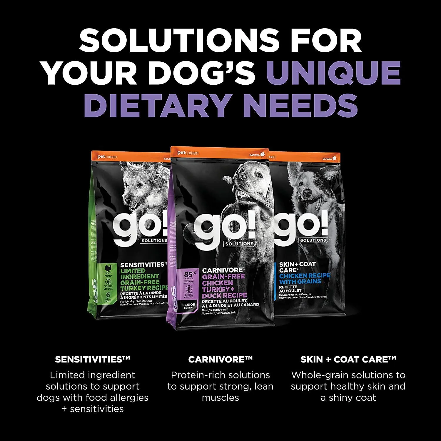 Go! Carnivore Grain-Free Chicken, Turkey   Duck Adult Senior Recipe for dogs