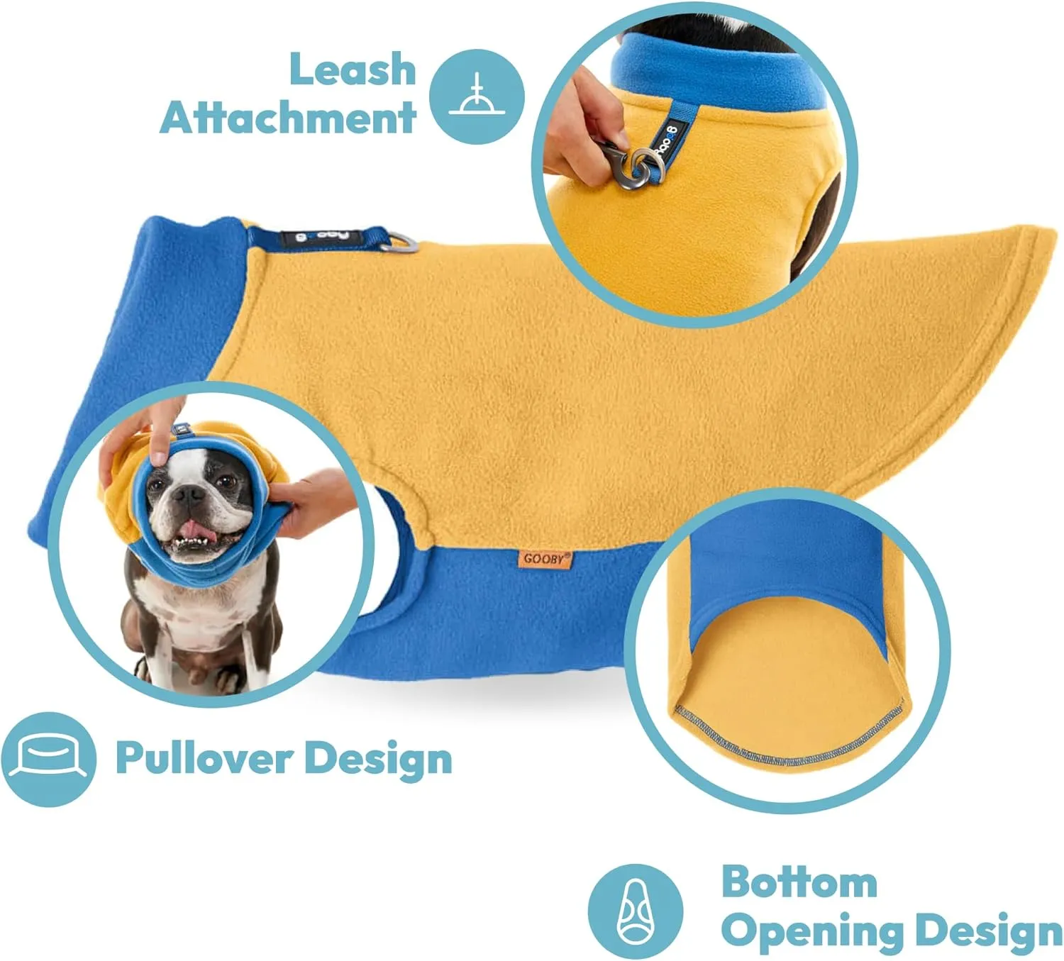 Gooby Half Stretch Fleece Vest Sweater - Peach, Medium - Warm Pullover Jacket With D-Ring Leash - Winter Small Dog Coat - Cold Weather Clothes for Small Dogs Boy or Girl