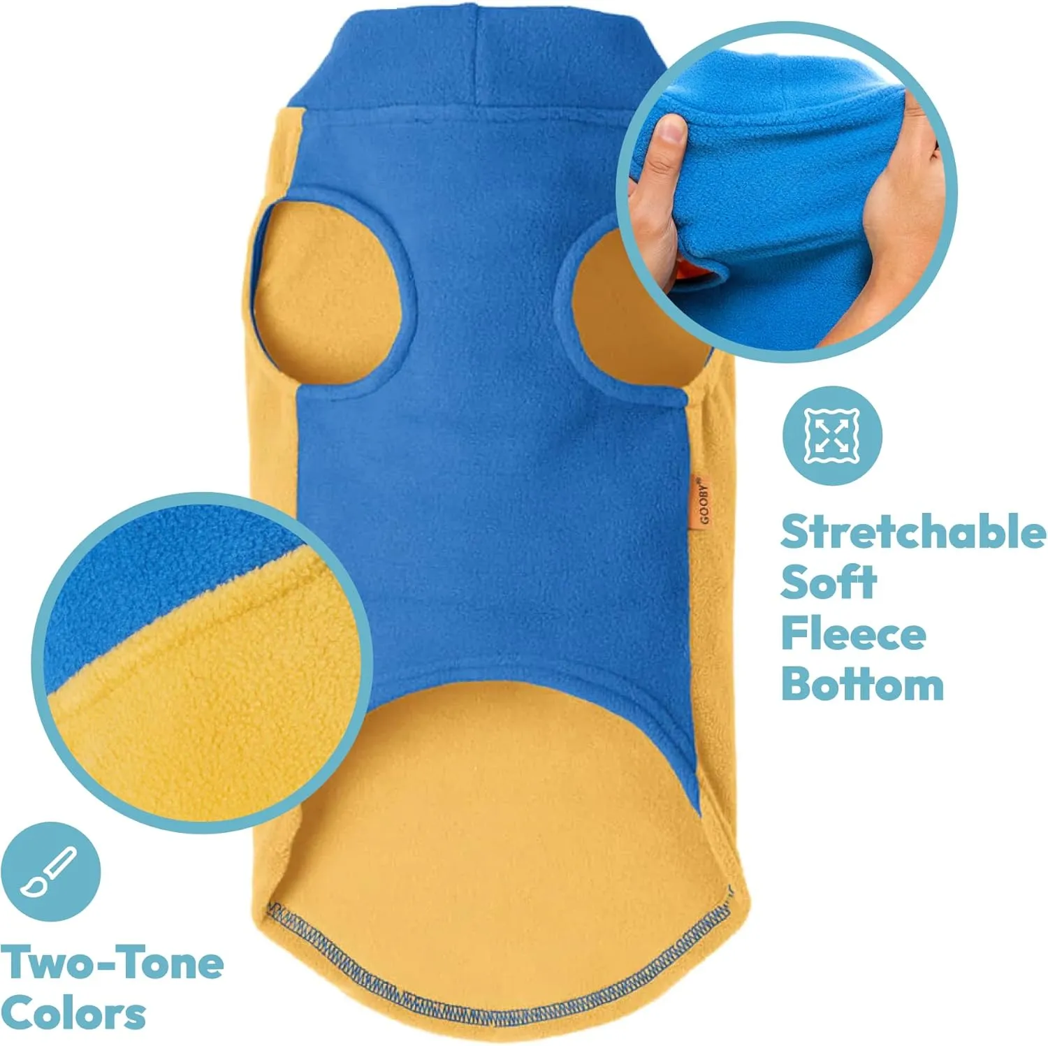 Gooby Half Stretch Fleece Vest Sweater - Peach, Medium - Warm Pullover Jacket With D-Ring Leash - Winter Small Dog Coat - Cold Weather Clothes for Small Dogs Boy or Girl