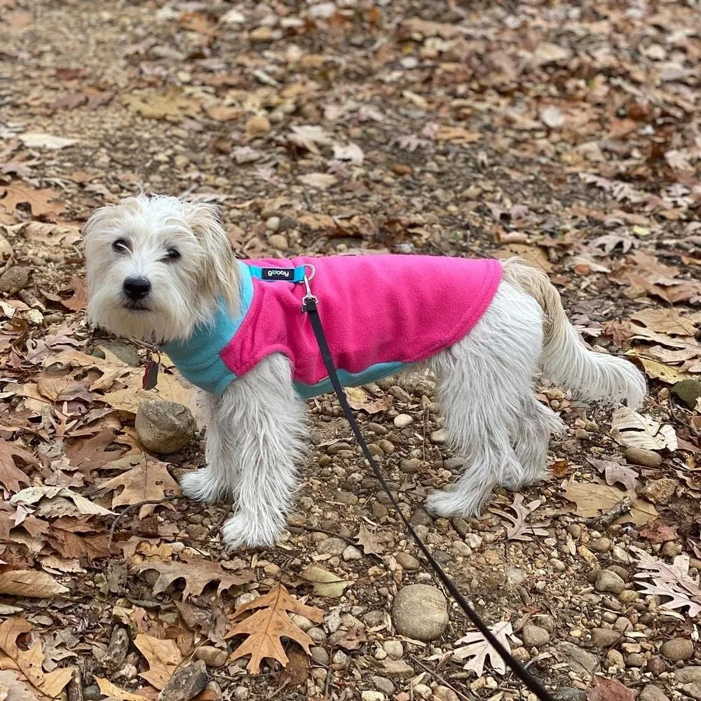 Gooby Half Stretch Fleece Vest Sweater - Peach, Medium - Warm Pullover Jacket With D-Ring Leash - Winter Small Dog Coat - Cold Weather Clothes for Small Dogs Boy or Girl
