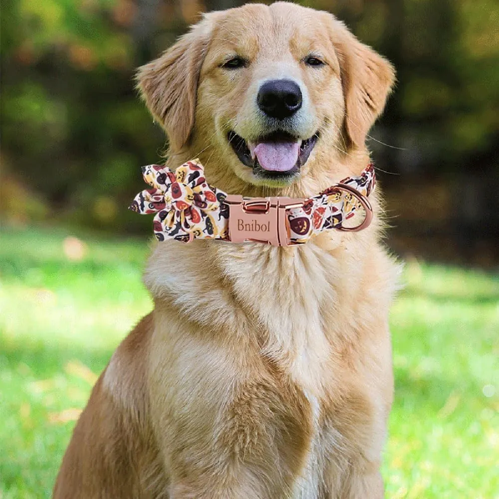 Halloween Pumpkin Pattern Dog Collar,Multicolored Bow Tie Dog Collar with Metal Adjustable Buckle,Soft and Comfortable Ghost Dog Collars for Small Dogs. (Black, S)