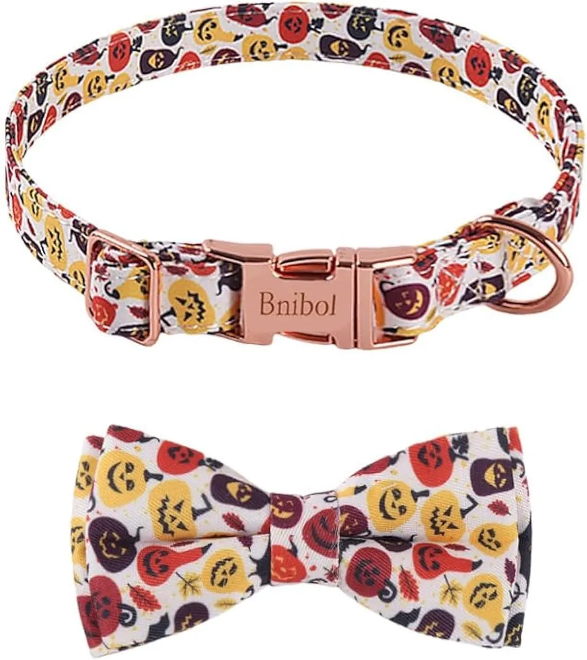 Halloween Pumpkin Pattern Dog Collar,Multicolored Bow Tie Dog Collar with Metal Adjustable Buckle,Soft and Comfortable Ghost Dog Collars for Small Dogs. (Black, S)