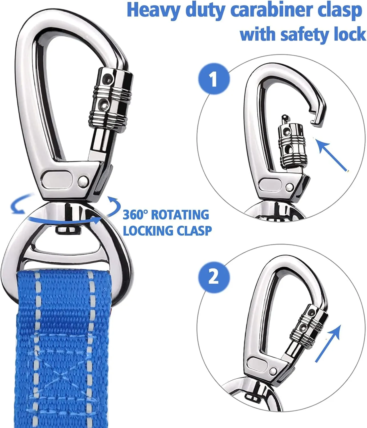 Heavy Duty Dog Leash for Large Dogs, 4-6FT Traffic Padded 2 Handles for Extra Control, Strong Shock Absorbing Bungee With Car Safety Buckle, Reflective for Night Walking