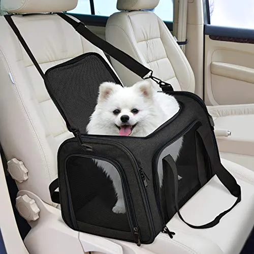 Henkelion Cat Carriers Dog Carrier Pet Carrier for Small Medium Cats Dogs Puppies up to 15 Lbs, TSA Airline Approved Small Dog Carrier Soft Sided, Collapsible Travel Puppy Carrier - Black