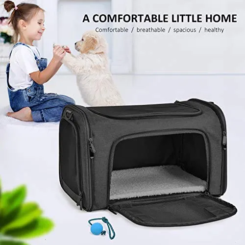 Henkelion Cat Carriers Dog Carrier Pet Carrier for Small Medium Cats Dogs Puppies up to 15 Lbs, TSA Airline Approved Small Dog Carrier Soft Sided, Collapsible Travel Puppy Carrier - Black
