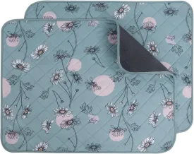 IEUUMLER Washable Pee Pads for Dogs, 2 Pack Non-Slip & Waterproof Pack Whelping Pad, Reusable Washable Puppy Potty Training Pad with Fast Absorbent for Playpen EU007 (Green Daisy, 41"X41"-2pcs)
