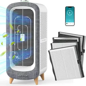 Jafnda Air Purifiers for Home Large Room Up To 2105ft, 4True HEPA 13 Activated Carbon Air Filter, Quiet Air Cleaner for Bedroom Removes 99.97% Dust Smoke Odor Pollen Pets Hair Dander Allergies