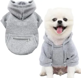Jecikelon Pet Dog Cold Weather Coat with Pocket Winter Dog Hoodie Warm Puppy Clothes for Small Dogs Chihuahua Clothing (X-Small, Y02-Grey)