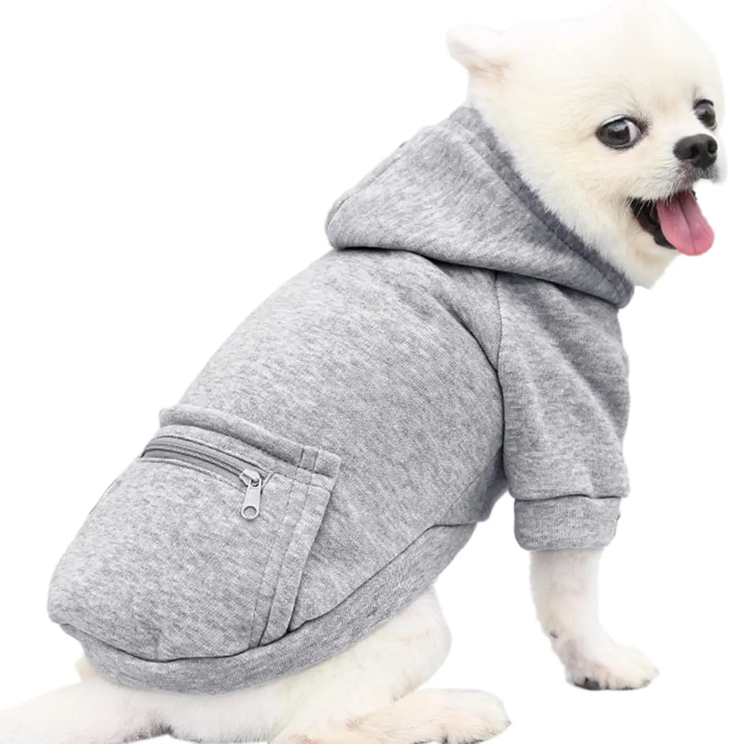 Jecikelon Pet Dog Cold Weather Coat with Pocket Winter Dog Hoodie Warm Puppy Clothes for Small Dogs Chihuahua Clothing (X-Small, Y02-Grey)